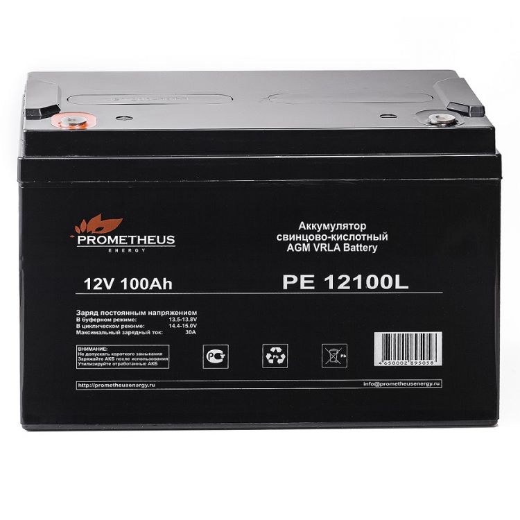 Батарея для ИБП PROMETHEUS ENERGY РЕ12100L PE 12100L 12V, 100Ah, под болт М8