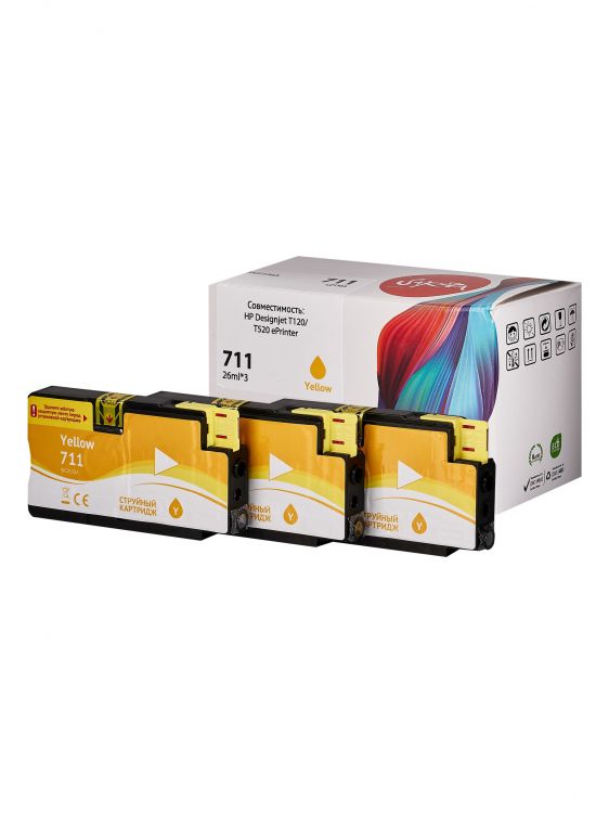 

Картридж струйный Sakura CZ136A (№711 Yellow 3-pack) для HP Designjet T120/T520 ePrinter, водорастворимый тип чернил, желтый, CZ136A (№711 Yellow 3-pack)