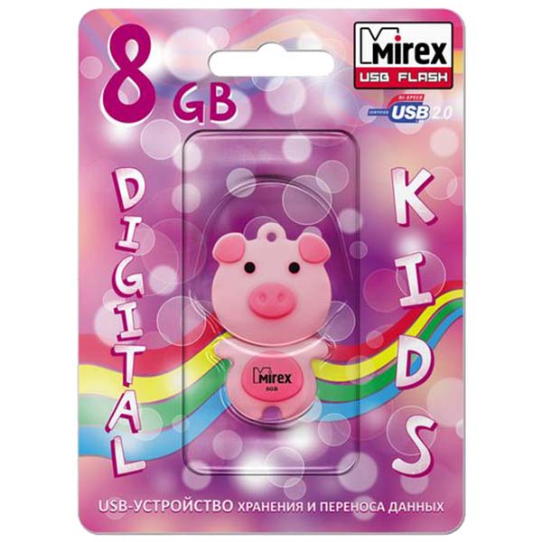 

Накопитель USB 2.0 8GB Mirex PIG 13600-KIDPIP08 pink (ecopack), PIG