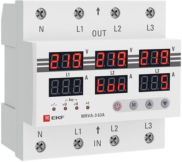 

Реле напряжения EKF MRVA-3-63A с дисплеем трехфазное, MRVA-3-63A