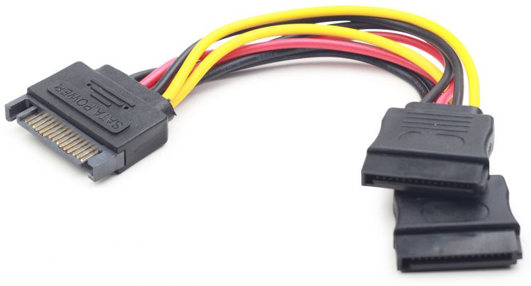 Переходник питания Gembird CC-SATAM2F-01 15 pin (M)/2x15 pin(F), на 2 SATA устр, 15 см