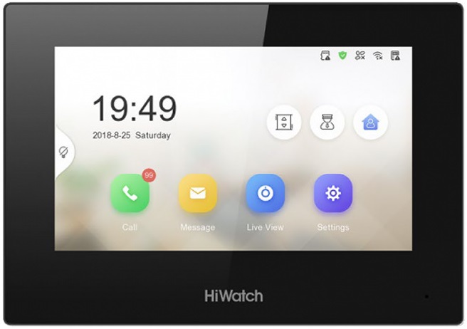 Видеодомофон HiWatch VDP-H2211B 7“ IP сенсорный, цветной TFT LCD экран с разрешением 1024х600; встроенные микрофон и динамик