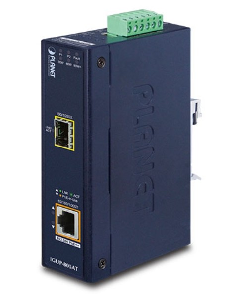 

Медиа-конвертер Planet IGUP-805AT Промышленный 1-Port 100/1000X SFP to 1-Port 10/100/1000T 802.3bt PoE++, IGUP-805AT