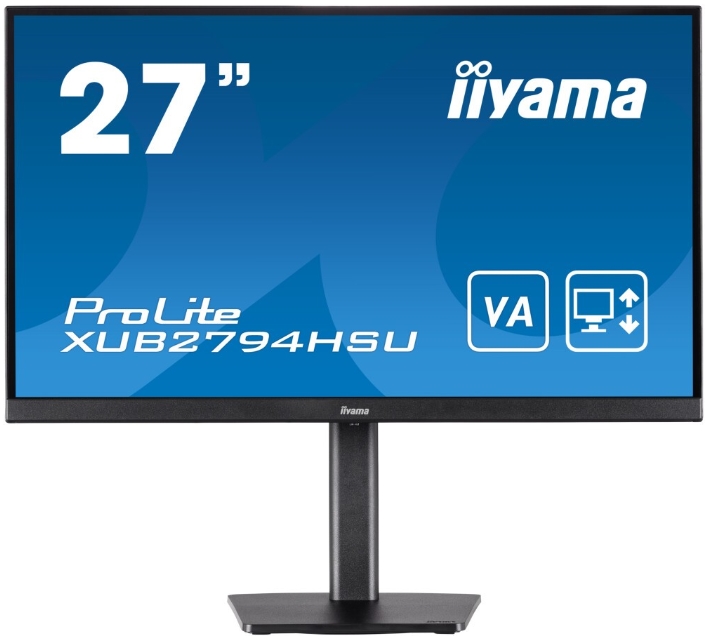 Монитор 27" Iiyama ProLite XUB2794HSU 1920x1080, VA, 250cd/m, 3000:1, 4ms GTG, 75Hz, 178°/178°, Speakers, HDMI, DP, 2*USB 3.0, HAS, tilt, swivel, pivo