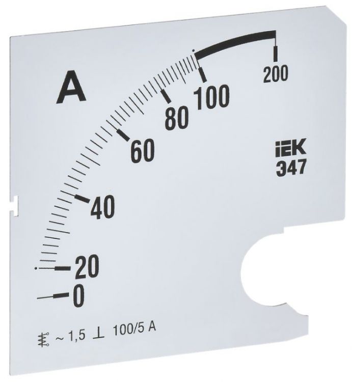 

Шкала сменная IEK IPA20D-SC-0010 для амперметра Э47 10/5А-1,5 96х96мм, IPA20D-SC-0010