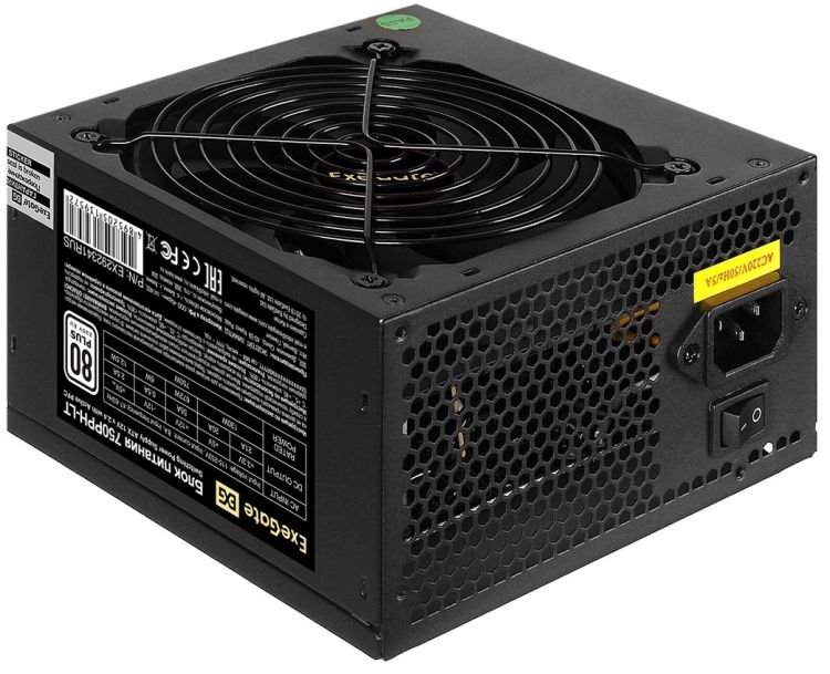 

Блок питания Exegate 80 PLUS 750PPH-LT-OEM EX292341RUS-OEM 750W (ATX, APFC, КПД 82% (80 PLUS), 12cm fan, 24pin, 2x(4+4)pin, 4xPCI-E, 8xSATA, 4xIDE, bl, 80 PLUS 750PPH-LT-OEM