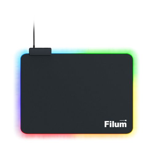 Коврик игровой для мыши Filum FL-MPL-M-GAME,черный, подсветка, оверлок, размер “M”- 350*250*4 мм, тк