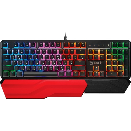 

Клавиатура A4Tech Bloody B975P черная, механическая, USB, multimedia for gamer, LED, подставка для запястий (1941931), Bloody B975P