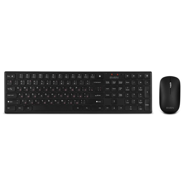 Клавиатура и мышь Wireless Sven KB-C2550W SV-021672 чёрные, тип клавиш ножничный (109 кл.,12Fn, 1000DPI, 2+1 кл.)