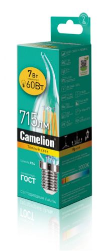 

Лампа филаментная Camelion LED7-CW35-FL/845/E14, LED7-CW35-FL/845/E14