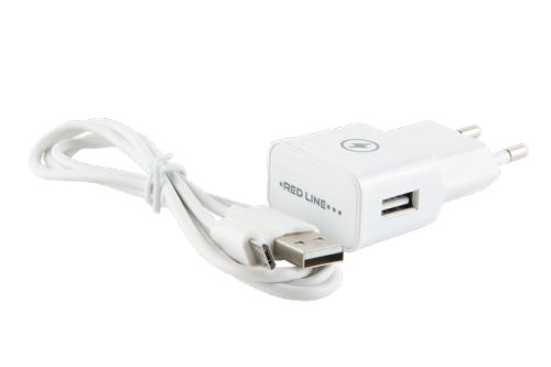 Зарядное устройство сетевое Red Line NT-1A УТ000013625 1 USB, 1A + кабель MicroUSB, белый