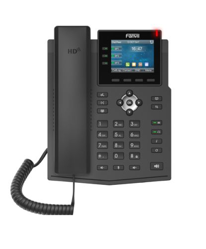 Телефон VoiceIP Fanvil X3U 3xEthernet 10/100/1000, 6 SIP линий, HD аудио OPUS, цветной дисплей 2,8”,