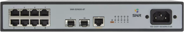 

Коммутатор управляемый SNR SNR-S2982G-8T L2, 8*10/100/1000Base-T, 2*100/1000BASE-X (SFP), SNR-S2982G-8T