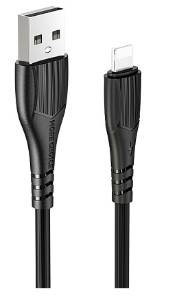 Кабель интерфейсный More Choice K22i USB 2.4A для Lightning 8-pin TPE 1м Black, цвет черный K22i Black - фото 1