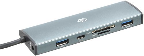 Концентратор USB 3.1 Digma HUB-2U3.0СCR-UC-G 2*USB 3.0, USB Type-C, microSD/SD reader, серый
