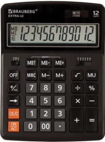 Калькулятор настольный BRAUBERG EXTRA-12-BK