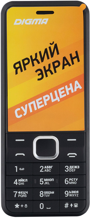 

Мобильный телефон Digma A241 Linx LT2066PM 32MB 2Sim 2.44" 240x320, GSM900/1800, черный (1387529), A241 Linx