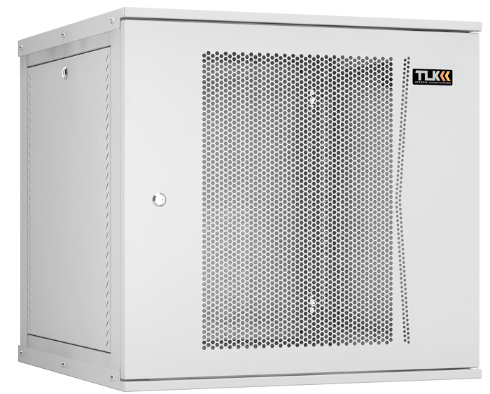Шкаф настенный 19, 12U TLK TWI-126060-R-P-GY перфорированная дверь, 569х600х600 мм (ВхШхГ), светло-серый RAL 7035, разборный
