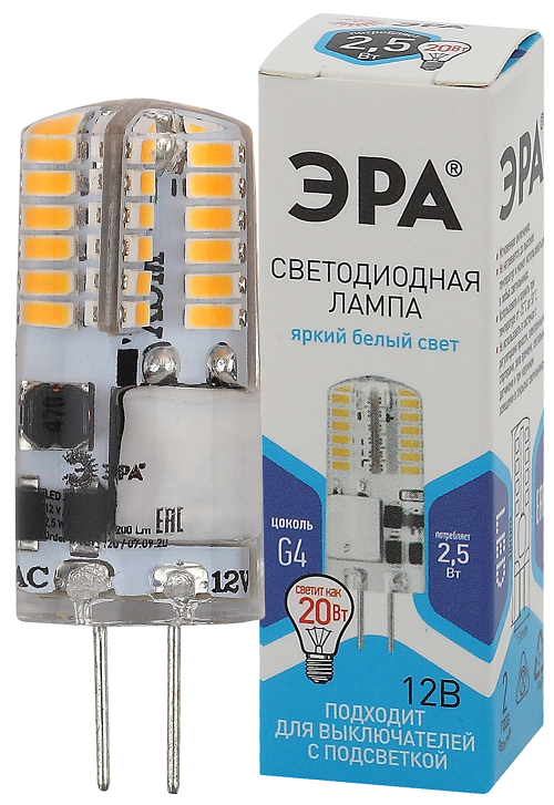 

Лампа светодиодная ЭРА Б0049090 LED-JC-2,5W-12V-SLC-840-G4 светодиодная (диод, капсула, 2,5Вт, нейтр, G4) (20/500/24500), Б0049090