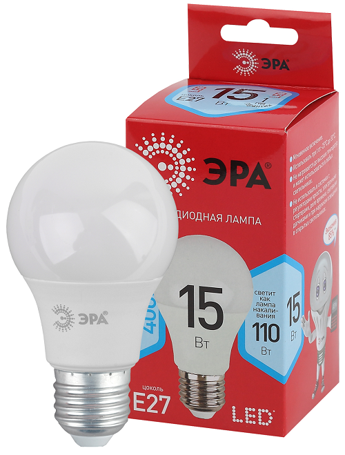 

Лампа светодиодная ЭРА Б0046356 LED A60-15W-840-E27 R (диод, груша, 15Вт, нейт, E27), Б0046356