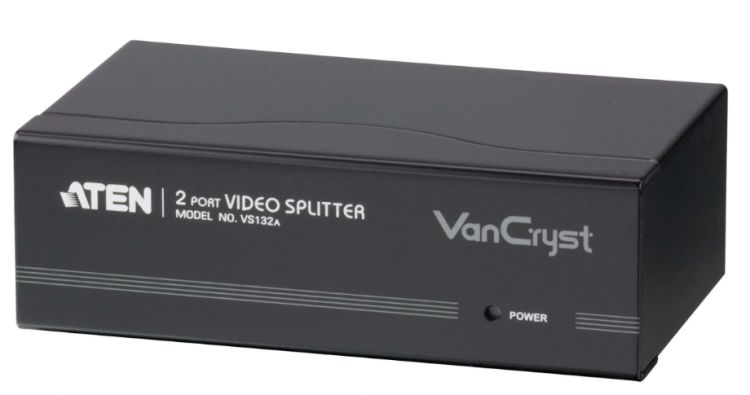 

Разветвитель Aten VS132A-AT-G Video Splitter, VGA/SVGA/MultiSync, 1> 2 монитора/port 450MHz, 30 метр., F>M, без шнуров, DC 5V, (2048*1536 60Hz), VS132A-AT-G