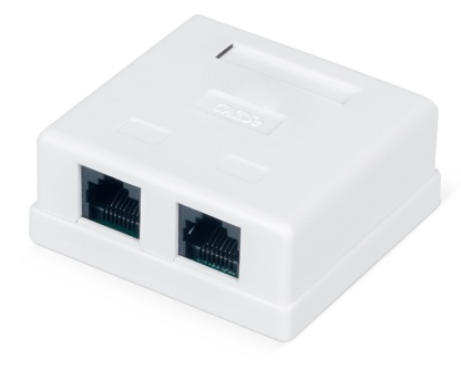 

Розетка компьютерная WRLine WR-WS-8P8C-C5E-2 RJ-45, категория 5e, неэкранированная, двойная, внешняя, Dual IDC, цвет белый, WR-WS-8P8C-C5E-2