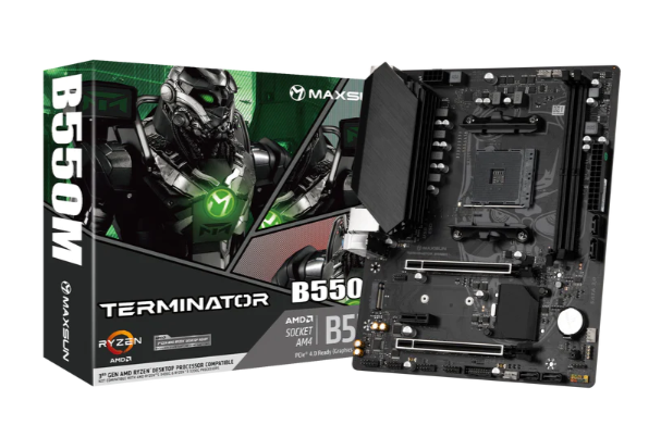 Материнская плата mATX MAXSUN Terminator B550M (AM4, AMD B550, 2*DDR4 (3800), 4*SATA 6G RAID, M.2, 3*PCIE, Glan, VGA, HDMI, 2*USB 3.2, 4*USB 2.0) RTL