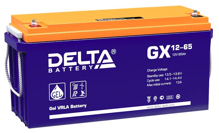 Батарея Delta GX 12-65 12В, 65Ач, 350/167/183