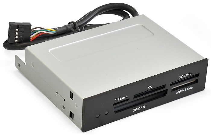 цена Карт-ридер внутренний Exegate CR-415 EX283581RUS USB2.0, 3.5, мультиформатный: CF/SD/MMC/MS/MS Duo/MS pro/T flash, черный, металл