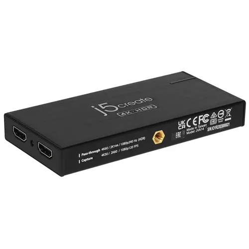 Устройство видеозахвата j5create JVA14 4K HDMI to USB-C Game Capture Station usb3 0 to hdmi 4k loop out capture card hd video recording box game digital video recorder