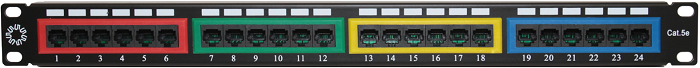 

Патч-панель 5bites PPU55-09 19", 1U, Cat 5e, 24 порта RJ45 (8p8c), неэкранированная, Dual IDC (110/KRONE), PPU55-09