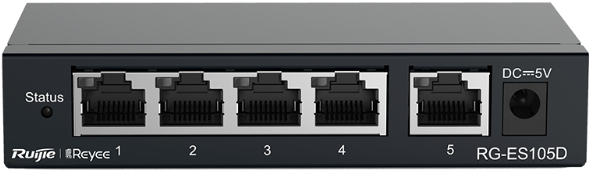 

Коммутатор неуправляемый RUIJIE NETWORKS RG-ES105D 5-Port unmanaged Switch, 5 10/100base-t Ethernet RJ45 Ports, Steel Case, RG-ES105D