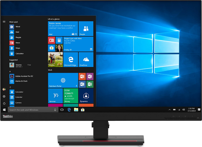 Монитор 27" Lenovo ThinkVision T27h-2L 2560x1440, IPS, 4ms, 1000:1, 16:9, 350cd/m2, 178/178, HDMI, DP, USB Type-C, USB Hub (4*USB 3.1), 3.5 mm, Tilt,