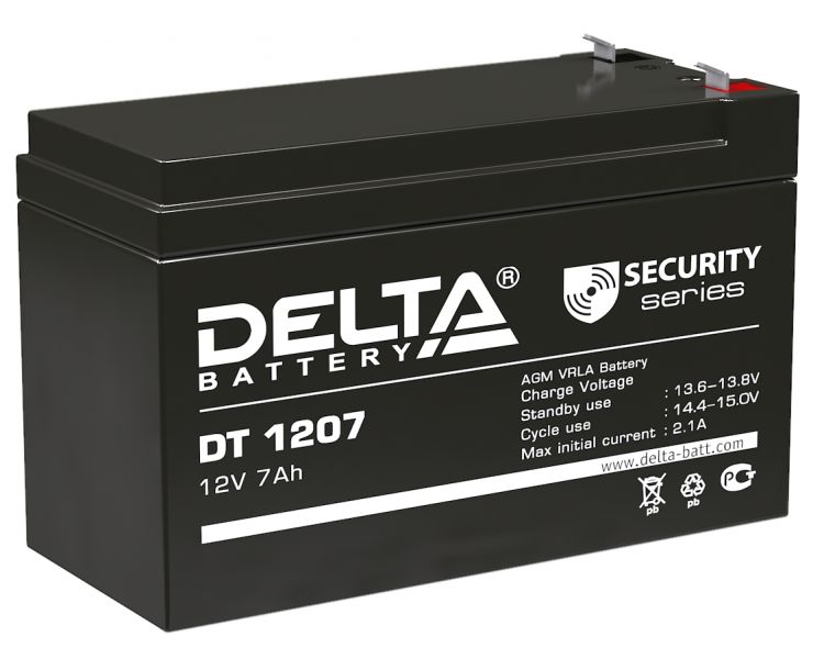 цена Батарея Delta DT 1207 12В, 7Ач, 151х65х102мм