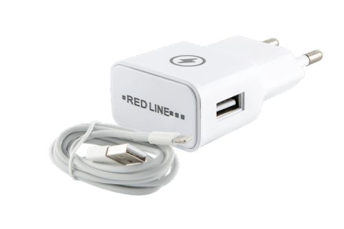 Зарядное устройство сетевое Red Line NT-1A УТ000013626 1 USB, 1A, + кабель Lightning для Apple, белый