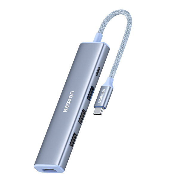 

Концентратор UGREEN CM478 35581_ USB-C To HDMI 4K@31Hz+3*USB 3.0 A+PD Power Converter, blue, CM478