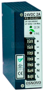 

Блок питания OSNOVO PS-24048/I промышленный. DC24V, 2A (48W). Диапазон входных напряжений: AC100-240V. КПД: 82%. Регулировка выходного напряжения в ди, PS-24048/I