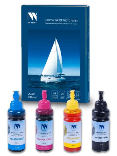 Чернила NVP NV-INK100U-4Fb универсальные водные для Сanon, Epson, НР, Lexmark, комплект 4 цвета + фо
