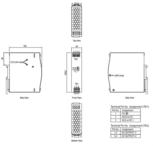 

Преобразователь AC-DC сетевой Mean Well NDR-75-48, NDR-75-48