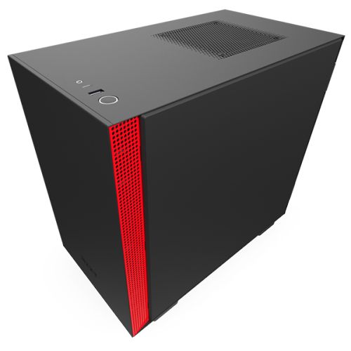 Корпус mini-ITX NZXT H210 black/red, без БП, закаленное стекло, fan 2x120mm, 2xUSB 3.1 (Type-A/Type-С), audio CA-H210B-BR - фото 2