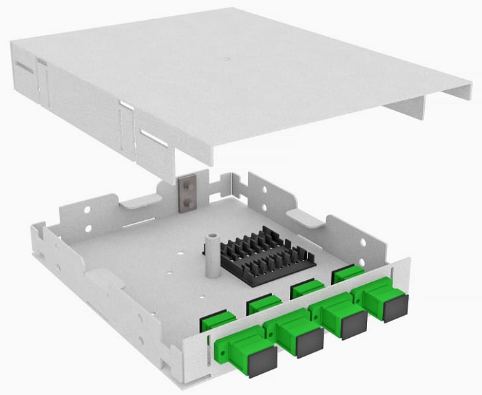 

Кросс оптический настенный TopLAN КРНМ-Top-04SC/A-OS2-GY 4 SC/APC адаптеров, одномодовый, укомплектованный, КРНМ-Top-04SC/A-OS2-GY