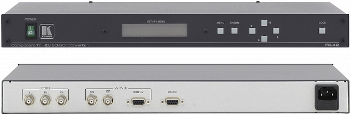 

Преобразователь Kramer FC-42 41-70548020 компонентного сигнала HDTV в сигнал HD-SDI с генератором тестов и контрольным выходом VGA, разрешения 720p и, FC-42