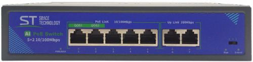 Коммутатор Space Technology ST-S50POE(2M/78W/A)PRO Switch POE 5-ти портовый,для обеспечения проводны, цвет черный