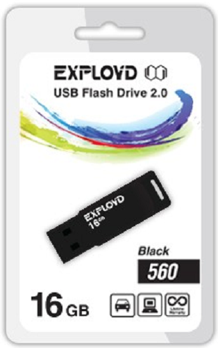 

Накопитель USB 2.0 16GB Exployd 560 чёрный, 560