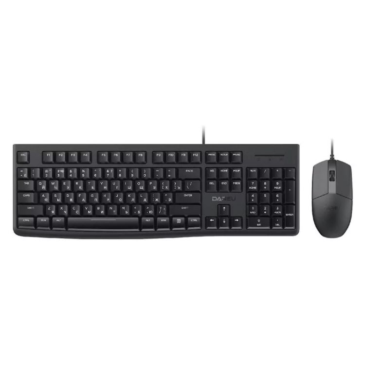 Клавиатура и мышь Dareu MK185 Black ver2 black, клавиатура LK185 (мембранная, 104кл, EN/RU, 1,8м), мышь LM103 (1,8м), USB мышь проводная dareu lm103 black