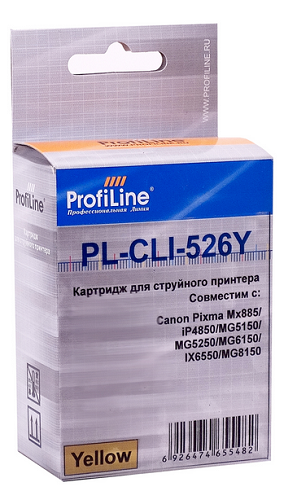 

Картридж струйный ProfiLine PL-CLI-526Y-Y Картридж PL-CLI-526Y с чипом для принтеров Canon Pixma IP4850/MG5150/MG5250/MG6150/MG8150 Yellow водн ProfiL, PL-CLI-526Y-Y