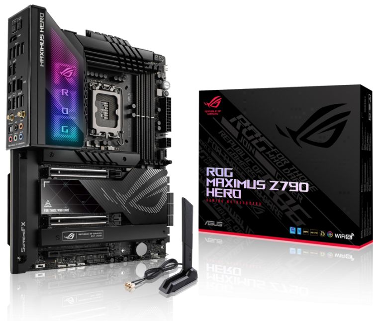 Материнская плата ATX ASUS ROG MAXIMUS Z790 HERO (LGA1700, Z790, 4*DDR5 (7800), 6*SATA 6G RAID, 3*M.2, 3*PCIE, 2.5Glan, WiFi, BT, HDMI, 2*Thunderbolt