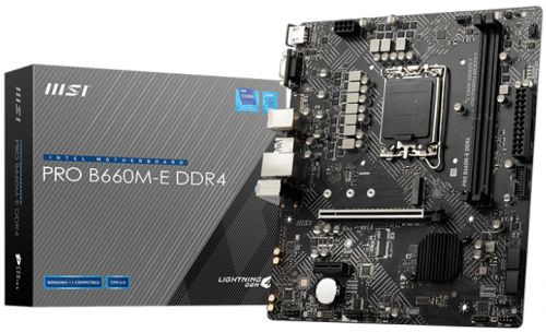 Материнская плата mATX MSI PRO B660M-E DDR4 (LGA1700, B660, 2*DDR4(4600), 4*SATA 6G RAID, M.2, 2*PCI