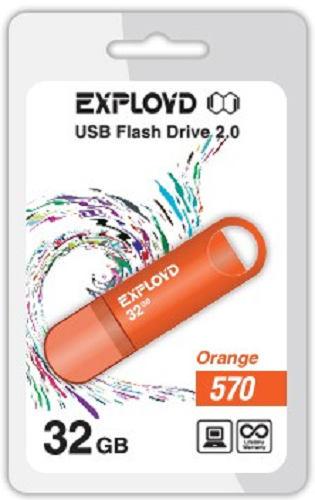 

Накопитель USB 2.0 32GB Exployd 570 оранжевый, 570