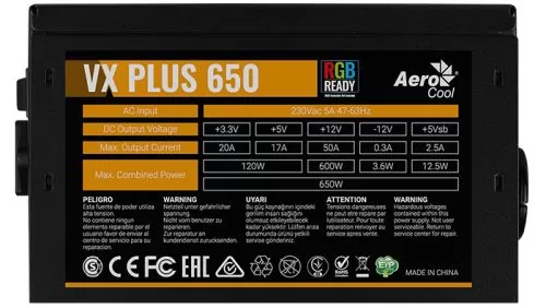 AeroCool VX Plus 650W RGB